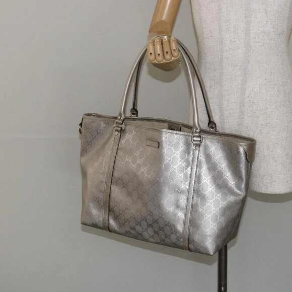 GUCCI GG Implementation Tote Bag Silver 197953 Auth 146574 - Picture 1 of 16